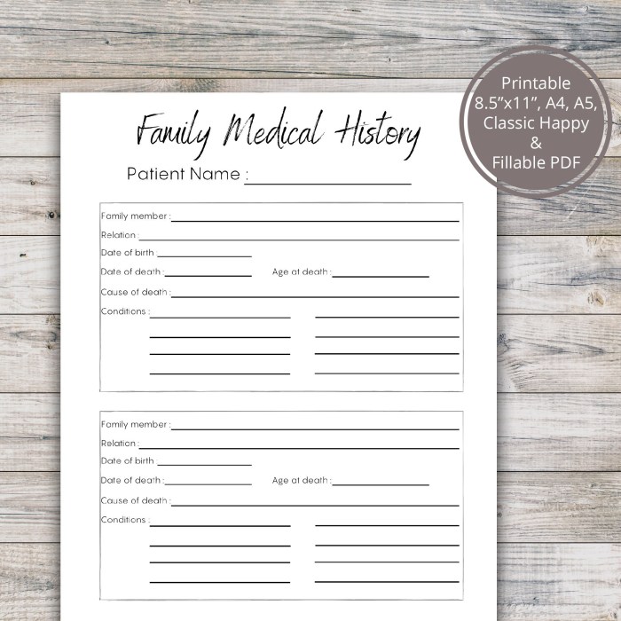 Family Medical History Printable PDF Template, Health Log, Medical Tracker, Familys Health ... Recording family medical history